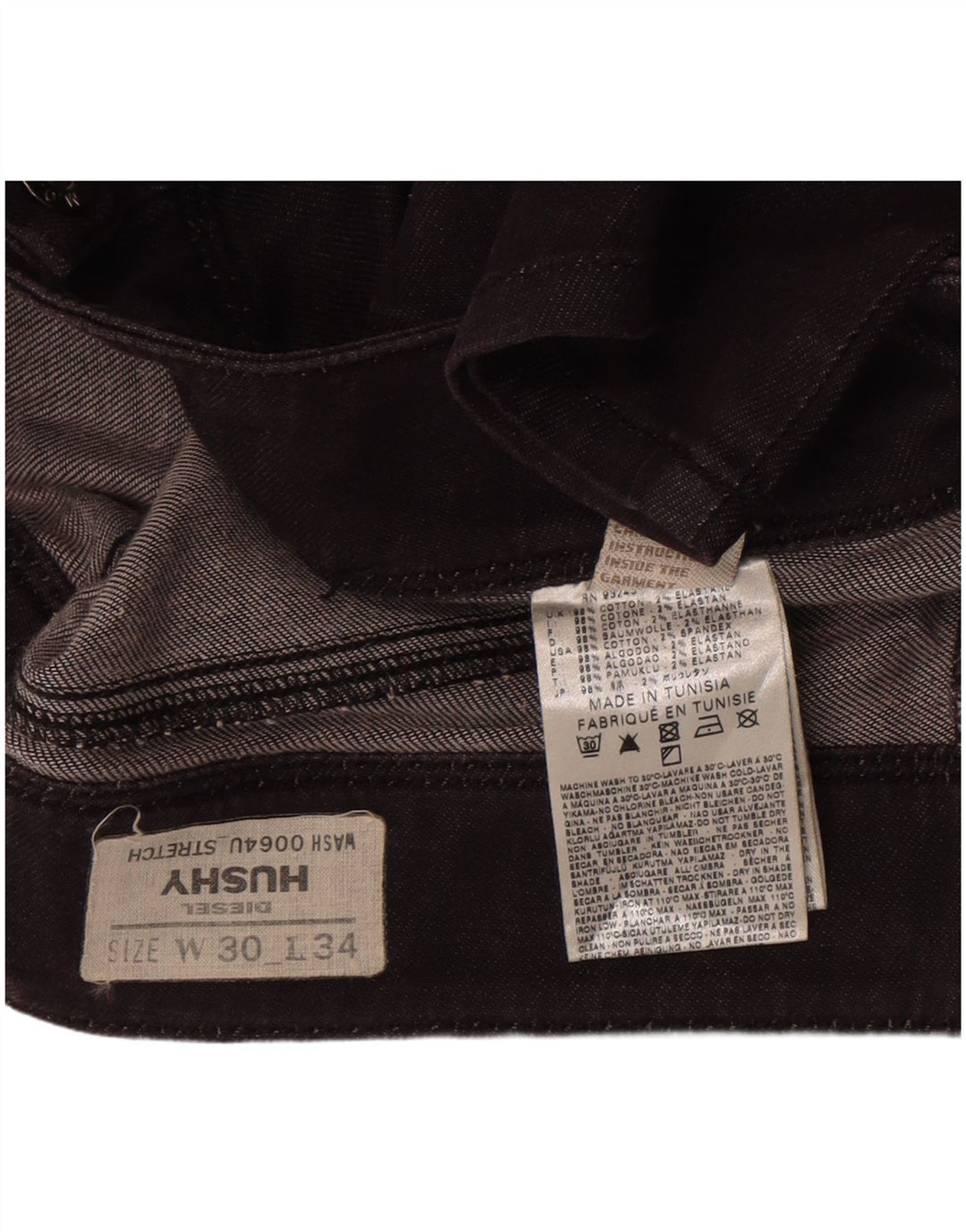 Diesel Husky Slim Jeans til kvinder W30 L30 Sort bomuld