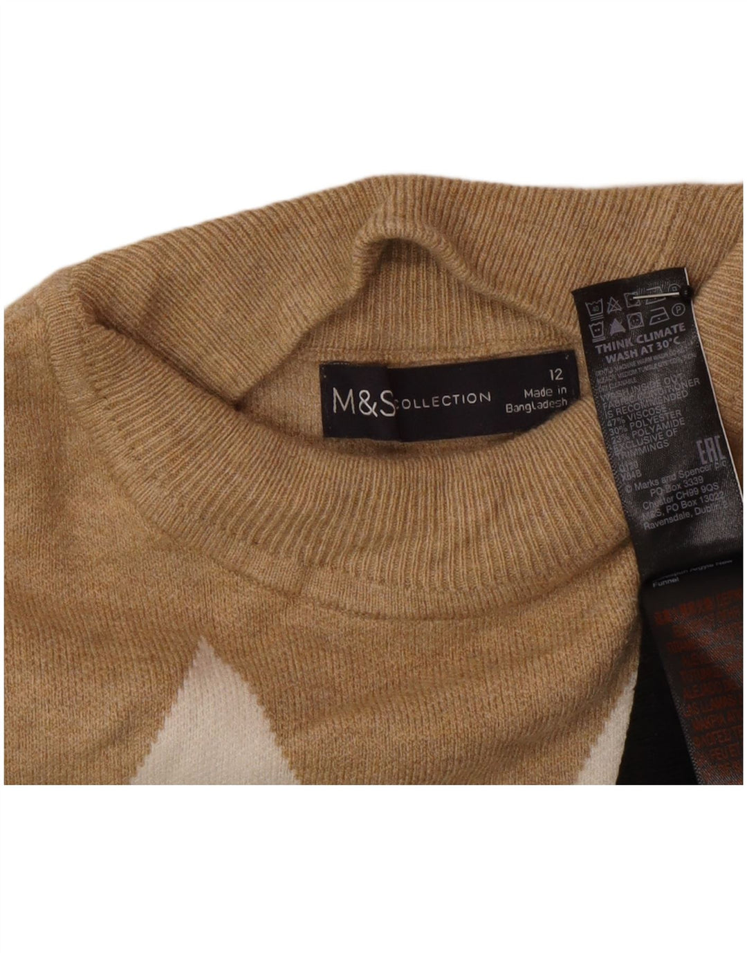Marks & Spencer Dame Turtle Neck Jumper Sweater UK 12 Medium Multicoloure