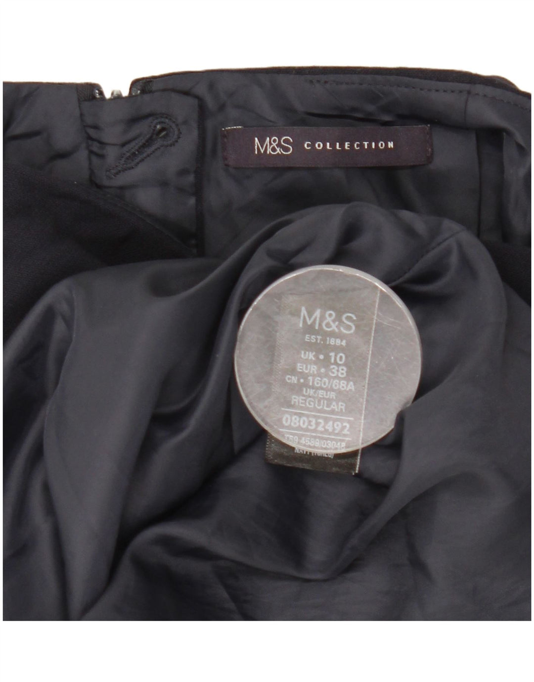 Marks & Spencer Dame Mini-nederdel UK 10 Small W29 Navy Blue Polyester