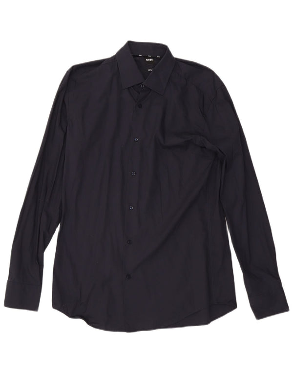 Hugo Boss Herre Slim Fit skjorte str. 39 15 1/2 Medium Navyblå