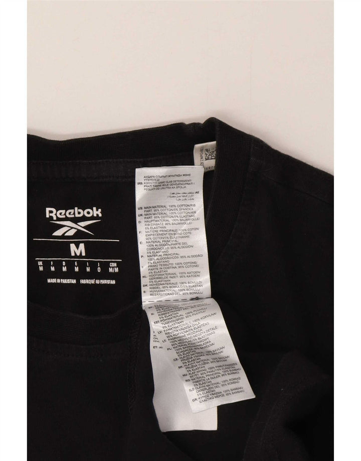 Reebok Herre T-Shirt Top Medium Sort Bomuld