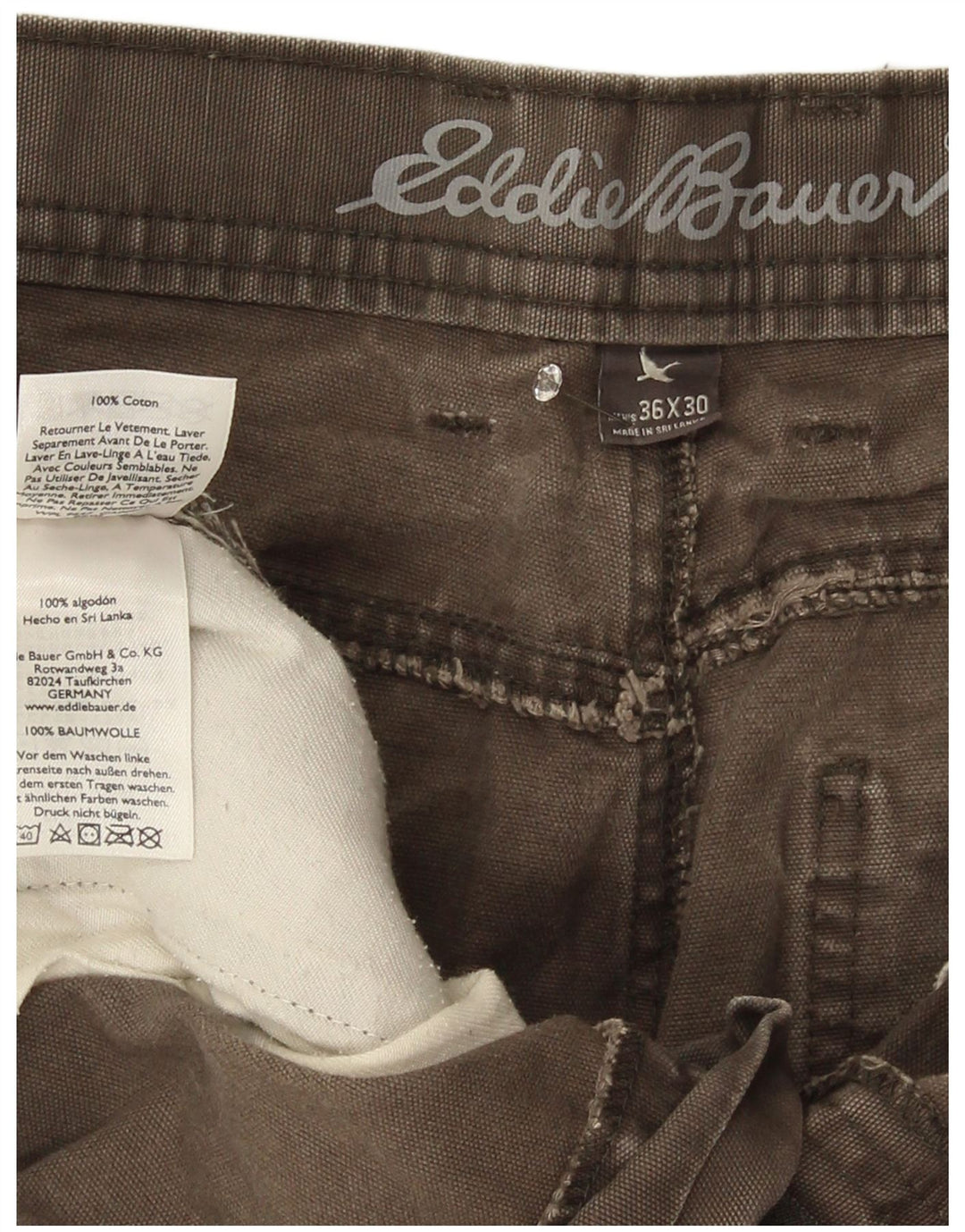Eddie Bauer Straight Cargo bukser til mænd W36 L30 Grå bomuld