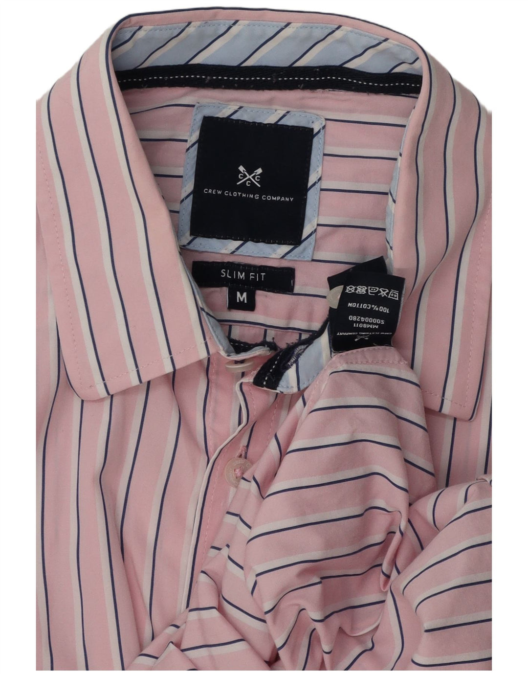 CREW CLOTHING Mens Slim Fit Shirt Medium Pink Striped Cotton