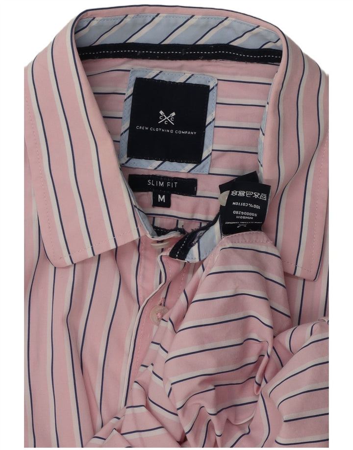 CREW CLOTHING Mens Slim Fit Shirt Medium Pink Striped Cotton