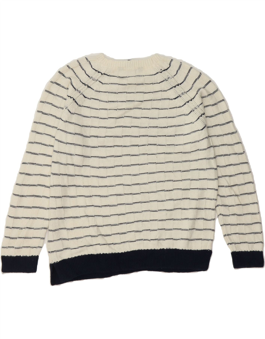 CREW CLOTHING Womens Crew Neck Jumper Sweater UK 12 Medium  White Striped Vintage Crew Clothing and Second-Hand Crew Clothing from Messina Hembry 