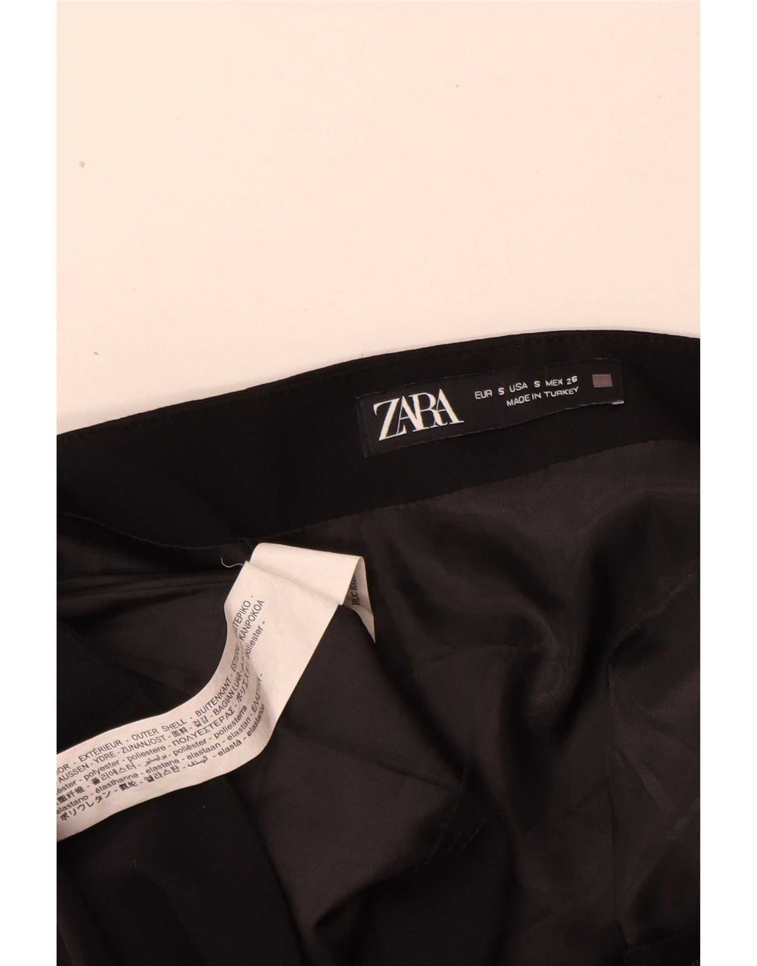 Zara Dame Mini Nederdel Small W26 Sort Bomuld