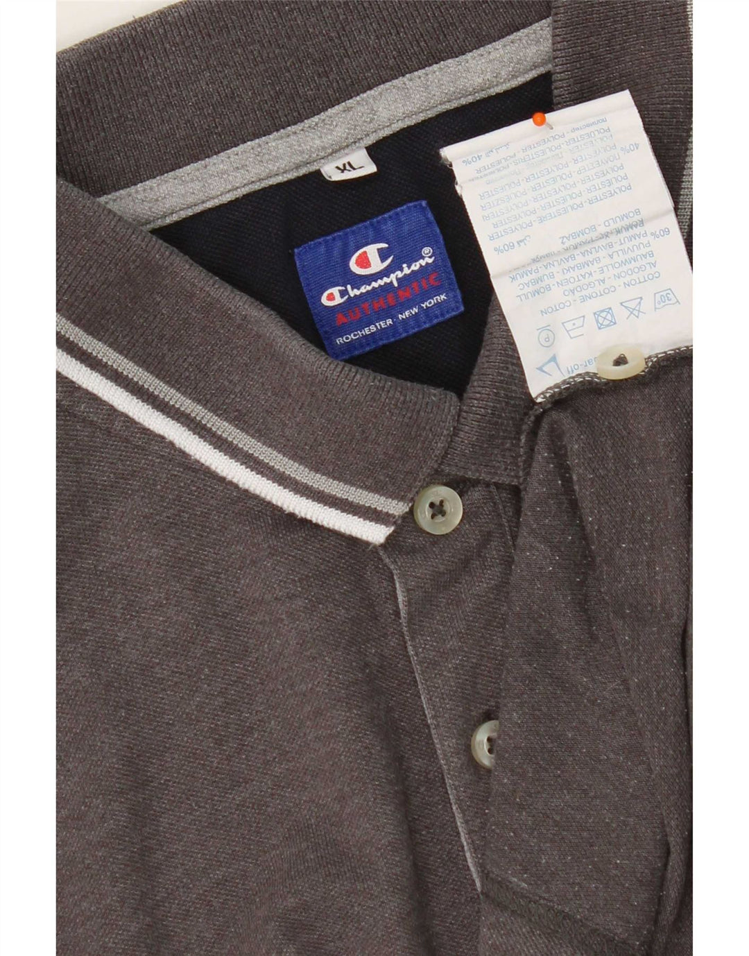 Champion herre poloshirt XL grå bomuld