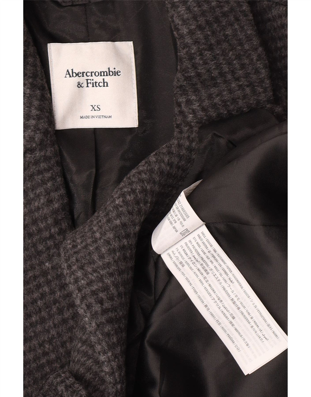 Abercrombie & Fitch Dame 1-knaps blazerjakke UK 6 XS Grå Houndstooth