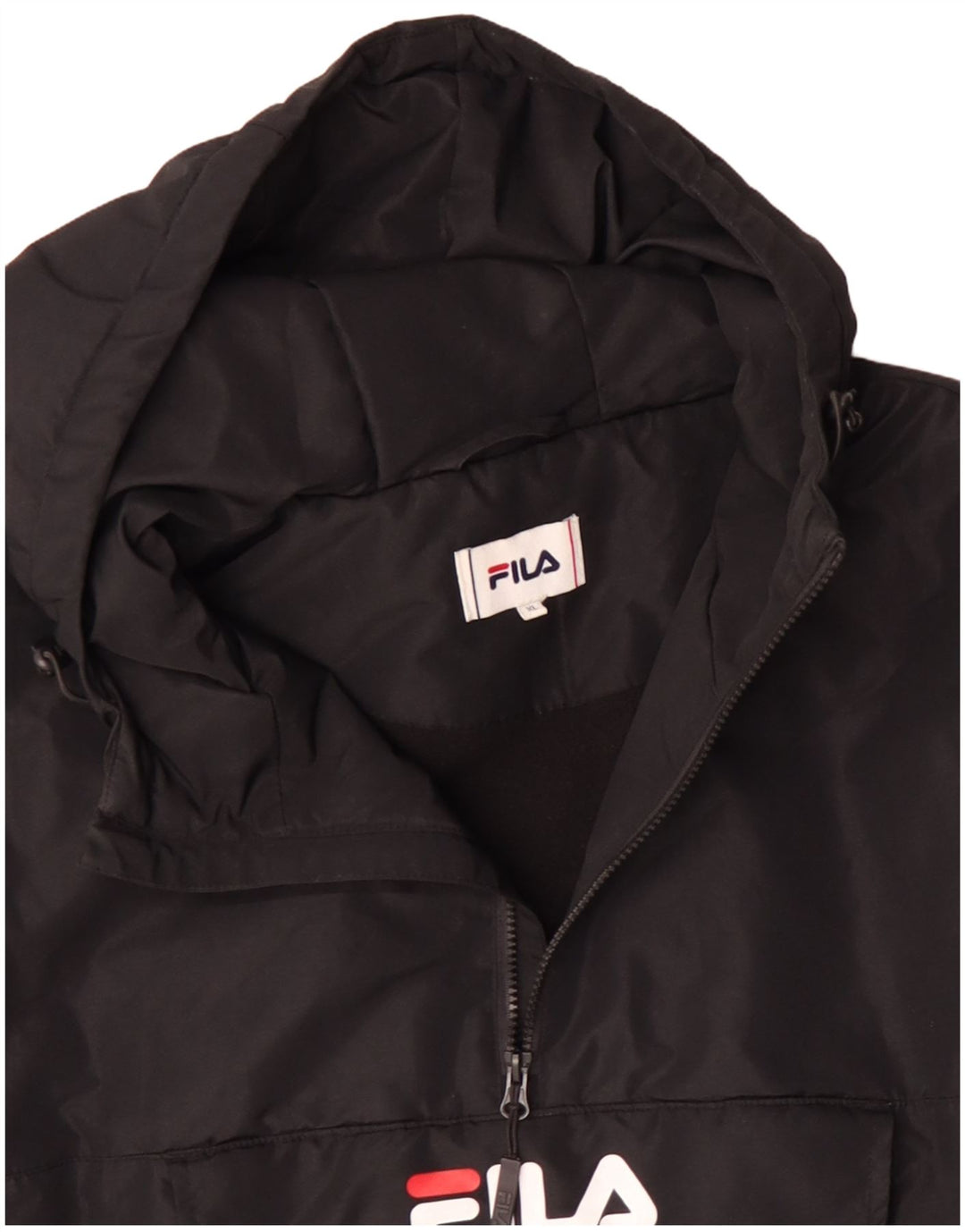 FILA Herre Grafisk Hættejakke Anorak UK 42 XL Sort Polyester