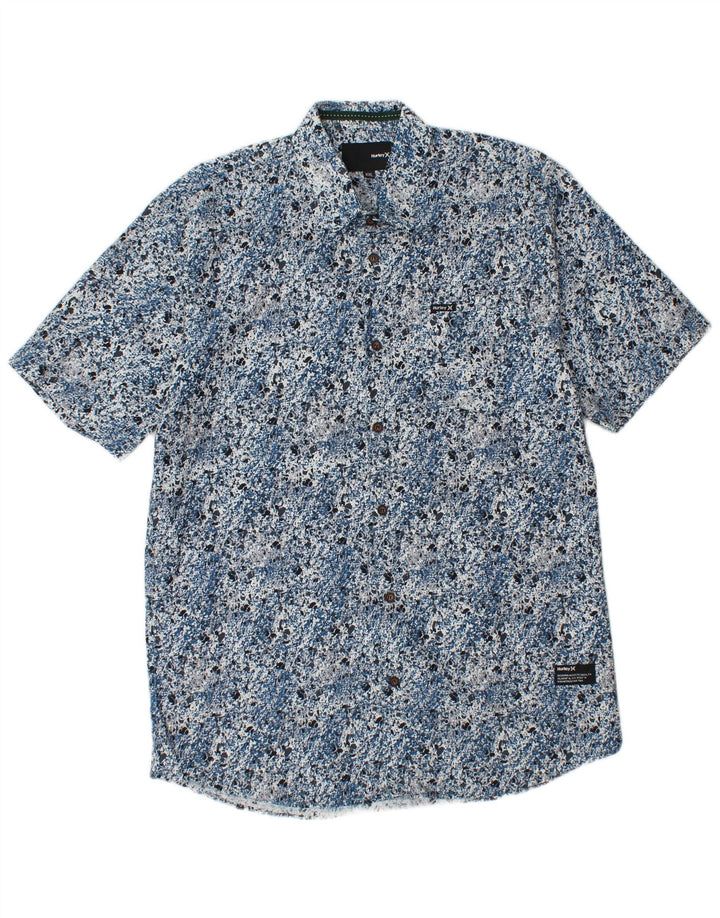Hurley Kortærmet Herreskjorte 2XL Blå Flecked