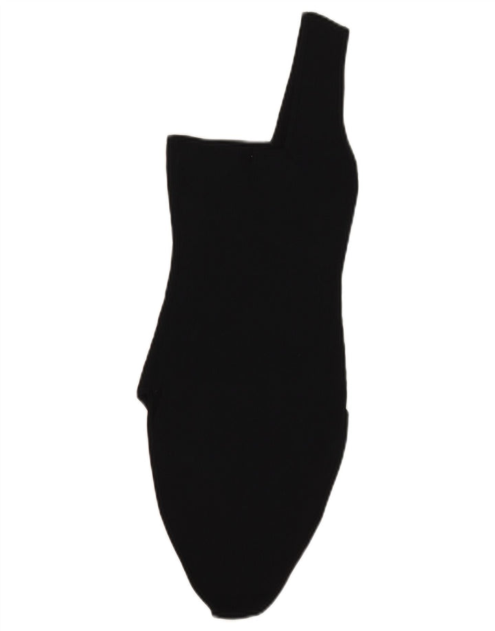 Zara Womens One Shoulder Bodysuit UK 8 Small Black
