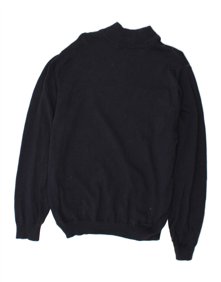 IZOD Mens Zip Neck Jumper Sweater Large Navy Blue Argyle/Diamond Cotton Vintage Izod and Second-Hand Izod from Messina Hembry 