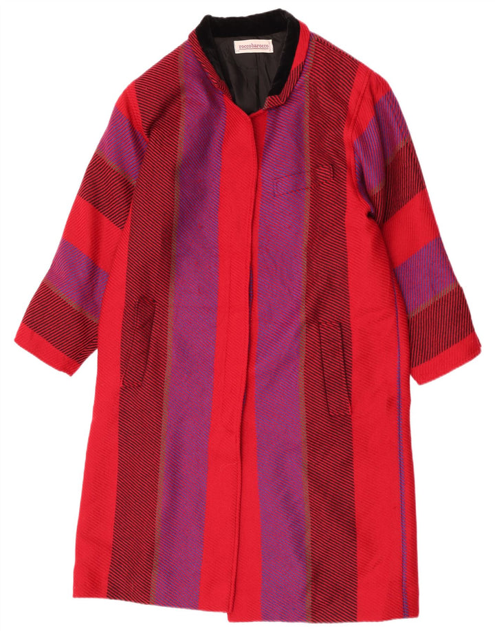 Roccobarocco Dame Oversized Overfrakke UK 10 Lille rødstribet uld