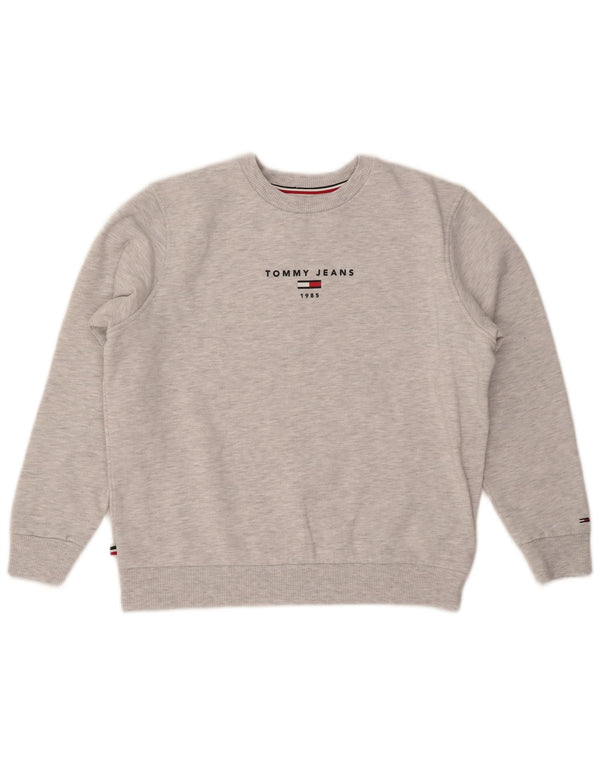TOMMY HILFIGER Grafisk sweatshirt trøje til kvinder UK 14 Medium Grå Flecked