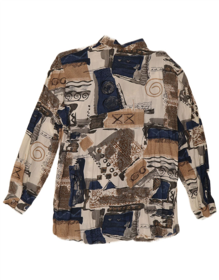 Vintage dameskjorte EU 44 XL flerfarvet patchwork viskose