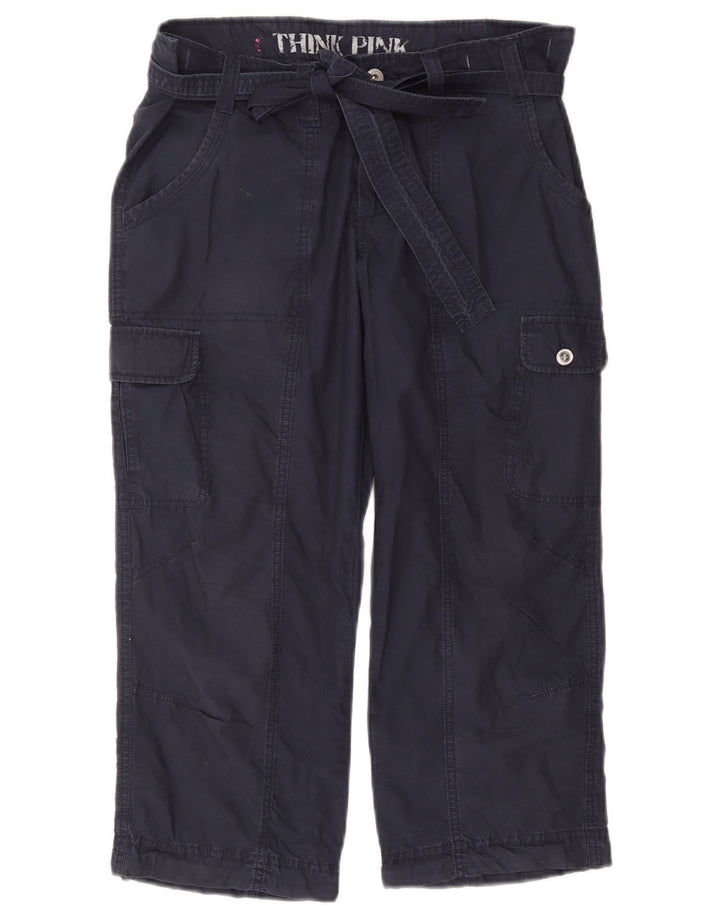 Tænk Pink Dame Straight Cargo Capri Bukser Large W32 L22 Navy Blue