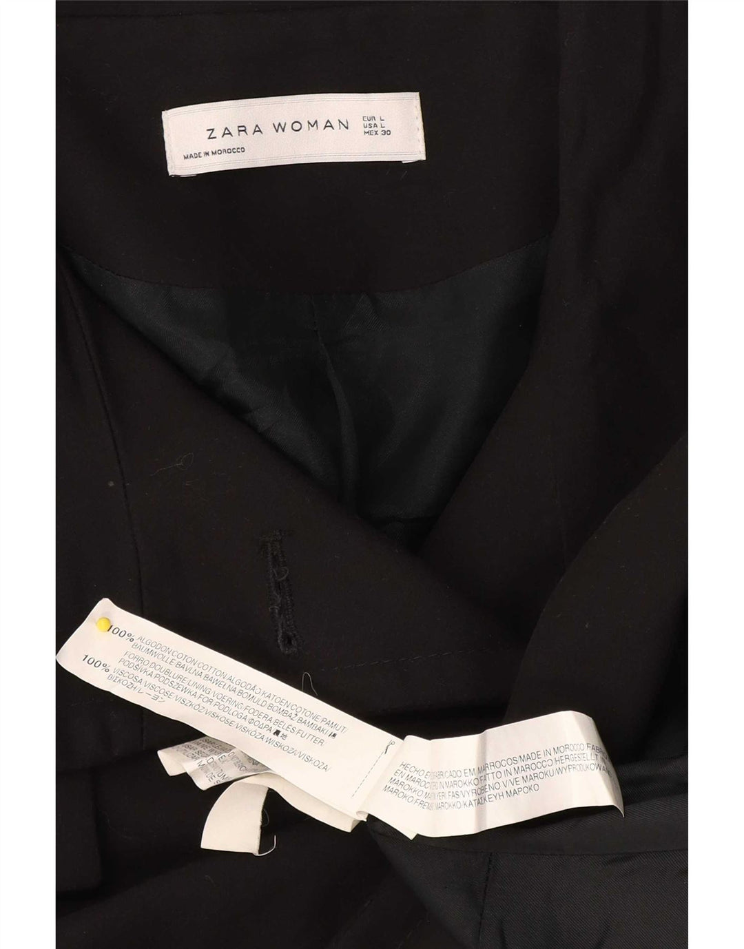 Zara Womens Pea Coat UK 14 Large Black Bomuld