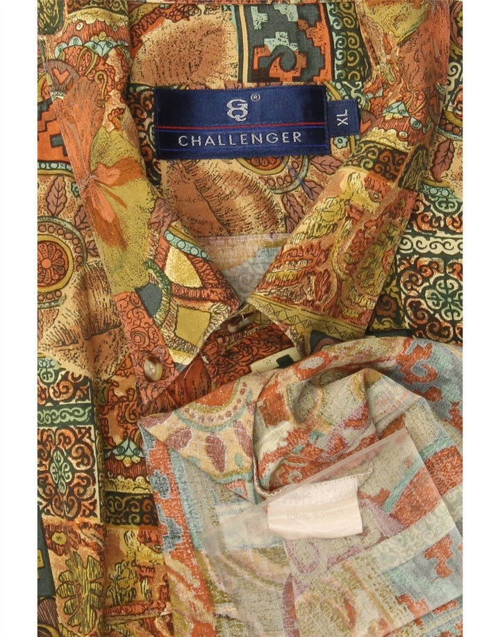 Challenger Kortærmet Herreskjorte XL Flerfarvet Patchwork Rayon