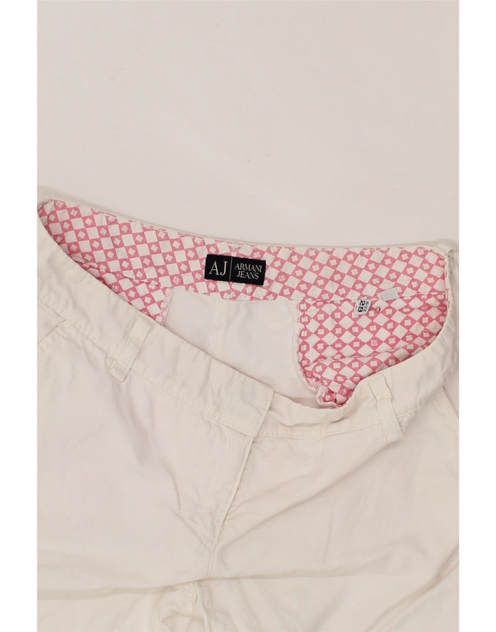 ARMANI Womens Chino Shorts W29 Medium  White Linen Vintage Armani and Second-Hand Armani from Messina Hembry 