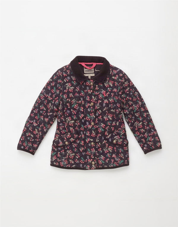 Joules piger quiltet jakke 5-6 år marineblå blomster polyester
