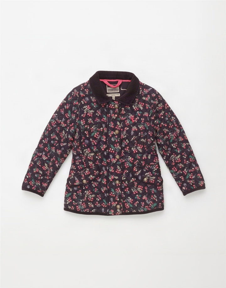 Joules piger quiltet jakke 5-6 år marineblå blomster polyester