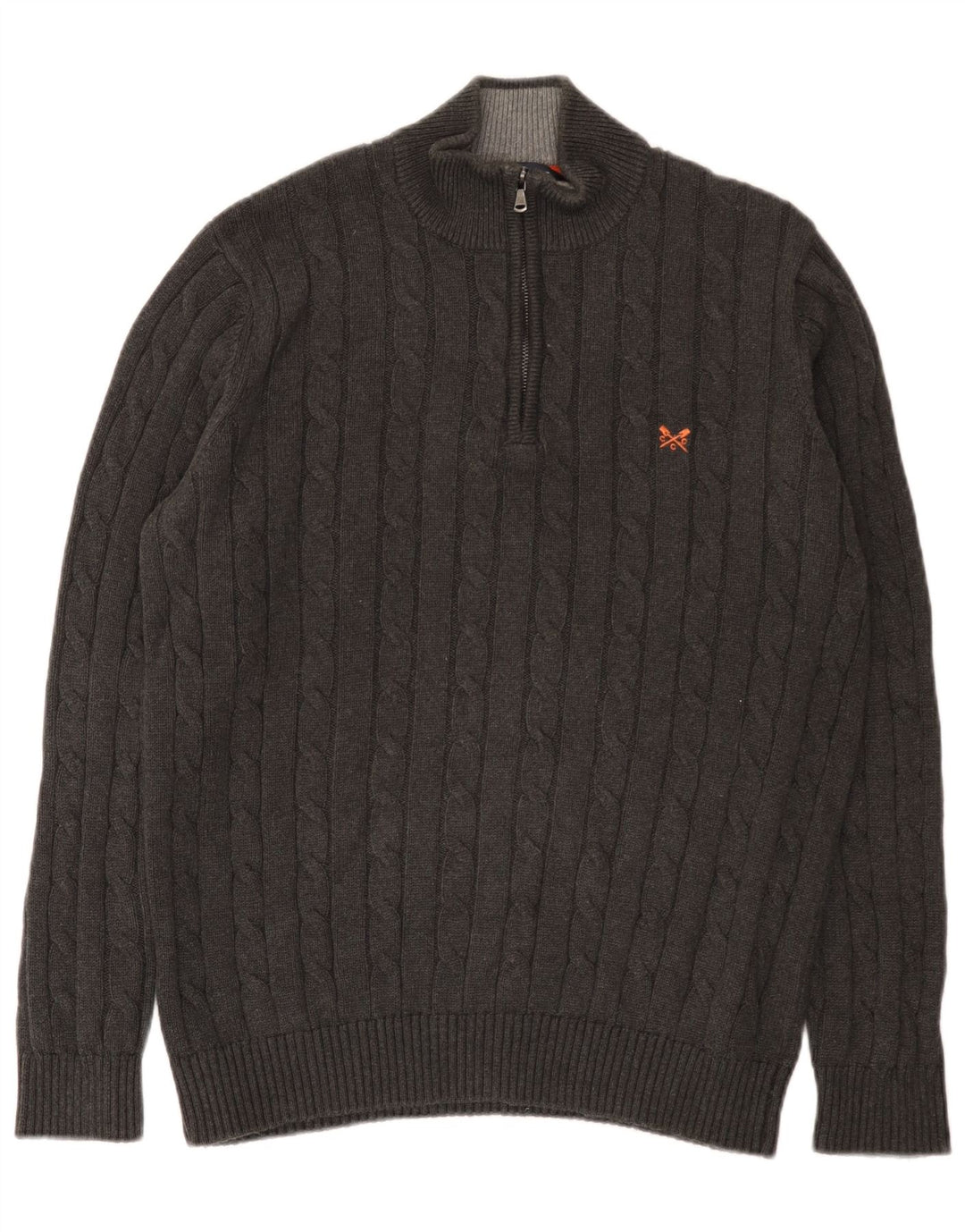 J. Crew Herre Zip Neck Jumper Sweater Stor Grå Bomuld