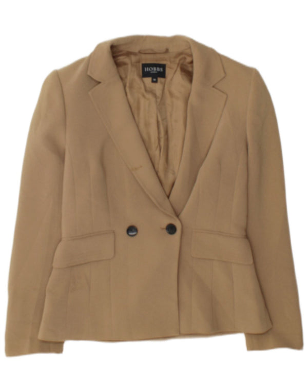Hobbs Dame Dobbeltradet Blazer Jacket UK 10 Small Beige Triacetat