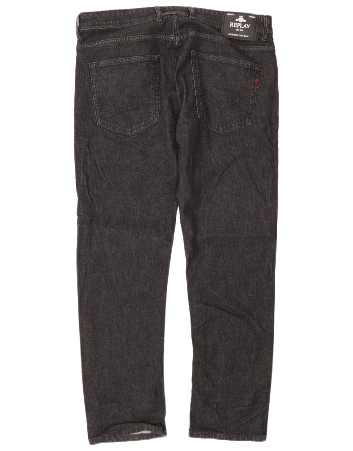 Replay Herre Grover Straight Jeans W36 L32 Grå Bomuld