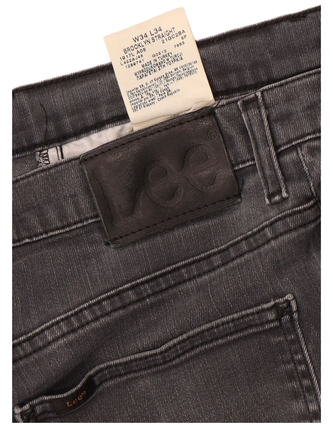 Lee Mens Brooklyn Straight Jeans W34 L34 Grå Bomuld