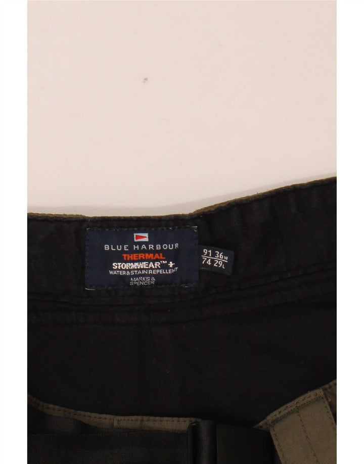 Marks & Spencer Herre Blue Harbor Straight Cargo Bukser W36 L29 Khaki