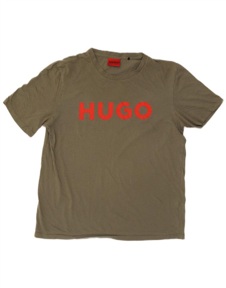 Hugo Boss Herre Grafisk T-Shirt Top Stor Khaki