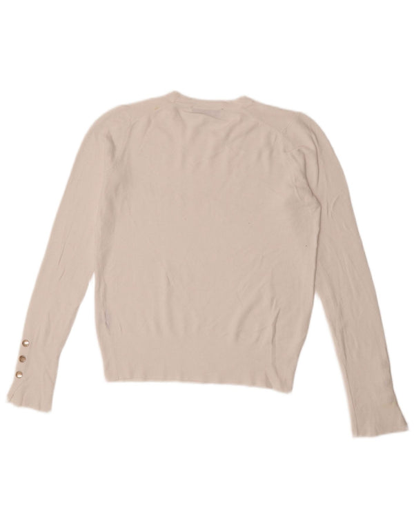 Zara Womens Crop Crew Neck Jumper Sweater UK 10 Small White