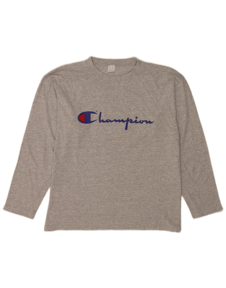 Champion Herre Grafisk Top Langærmet Stor Grå Flecked Bomuld