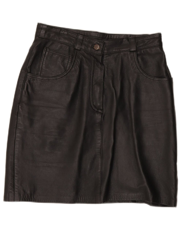 Vintage lædernederdel til kvinder EU 40 Medium W30 sort læder