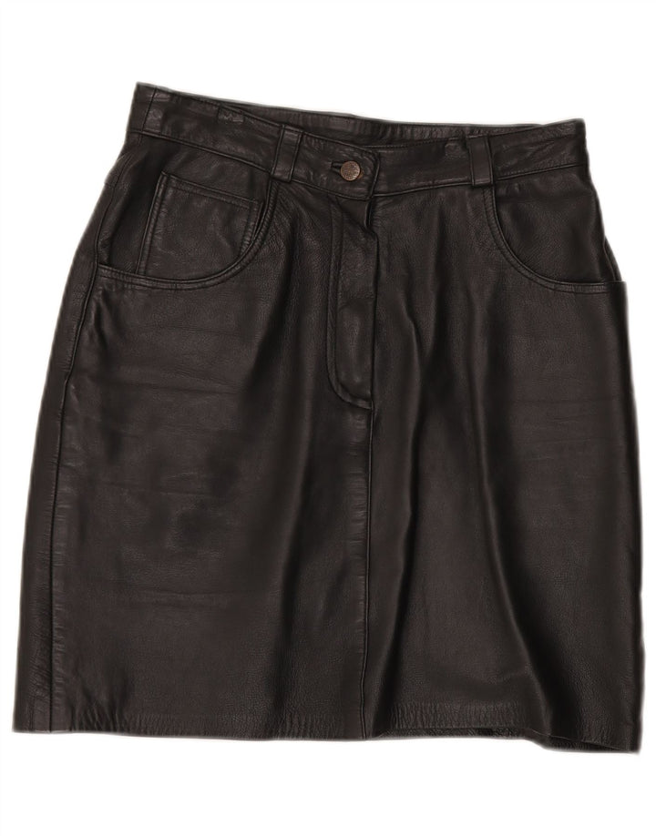 Vintage lædernederdel til kvinder EU 40 Medium W30 sort læder