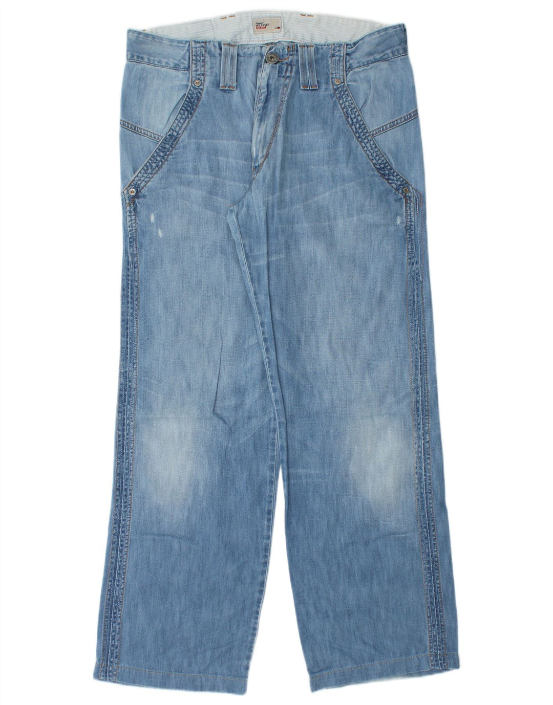 Tommy Hilfiger Dame Distressed Straight Jeans W32 L30 Blå Bomuld