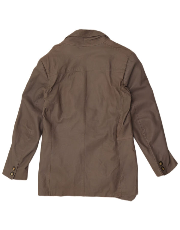 Vintage dame 1 knap læder blazerjakke IT 48 XL Grå