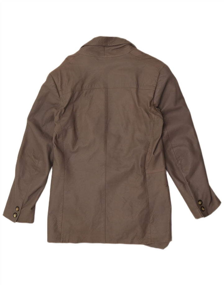 Vintage dame 1 knap læder blazerjakke IT 48 XL Grå