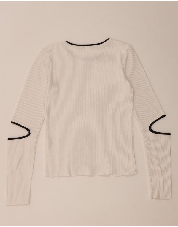 Zara Dametop Langærmet UK 12 Medium White Viscose