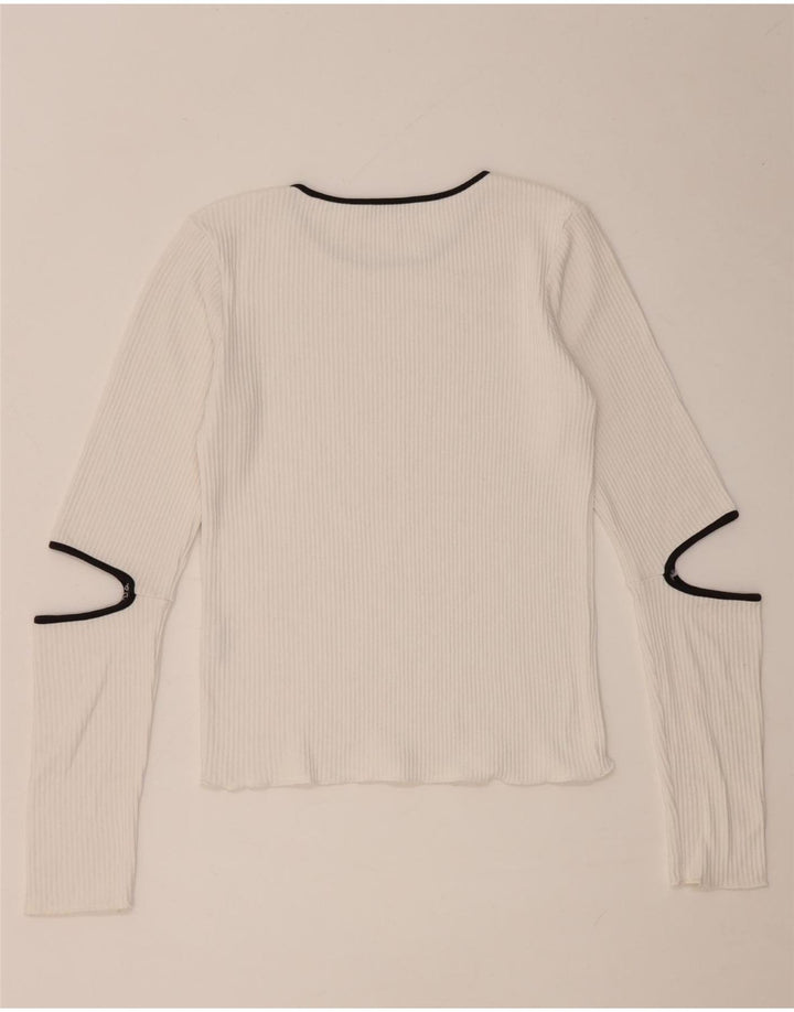 Zara Dametop Langærmet UK 12 Medium White Viscose