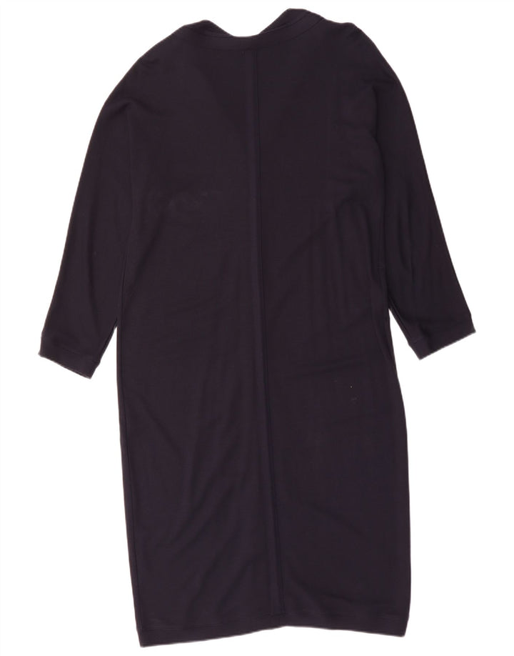 Jaeger Dame Langærmet Basic Kjole UK 16 Large Navy Blue Viscose