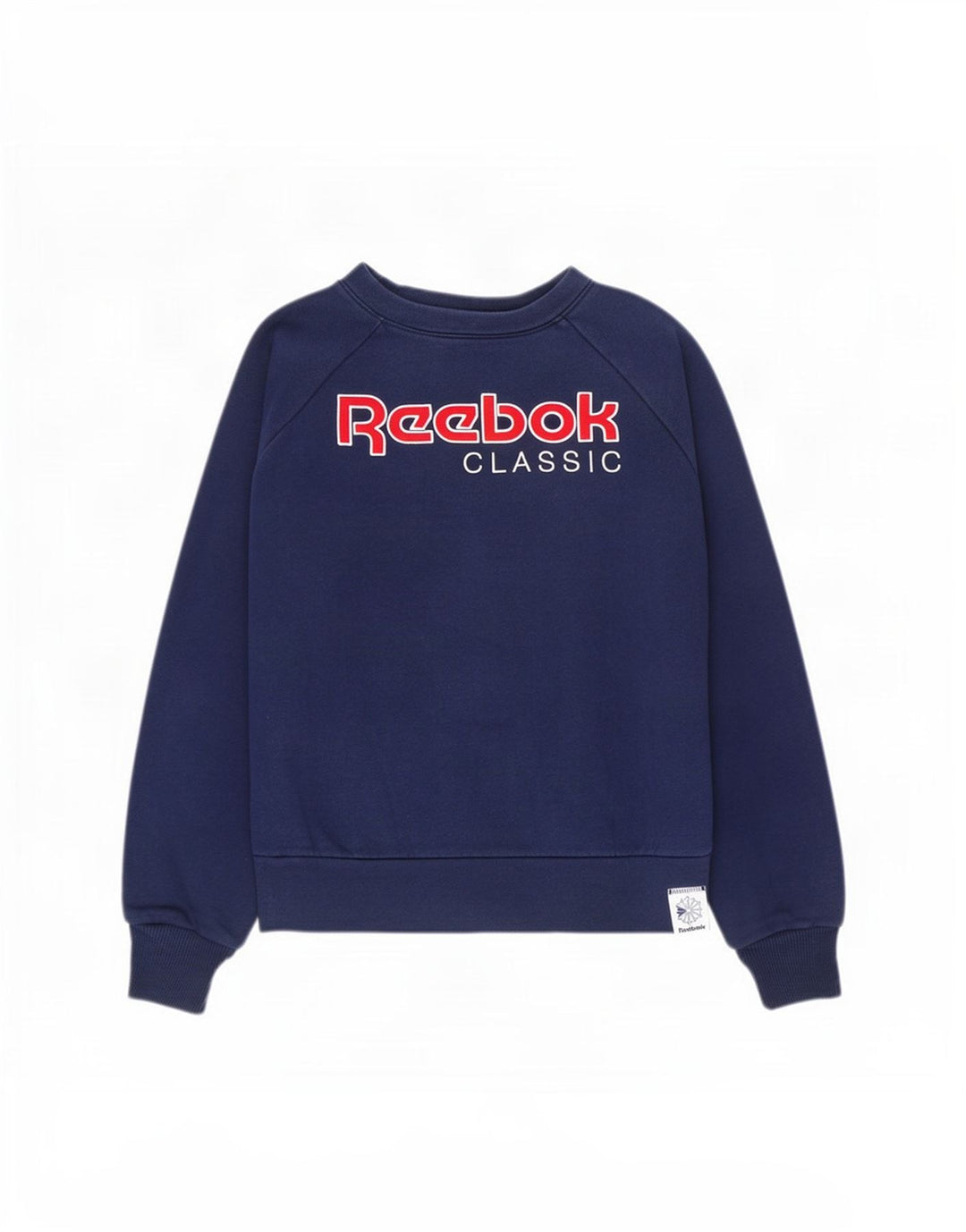 Reebok Dame Grafisk Oversized Sweatshirt Jumper UK 12/14 Medium Navy Blue
