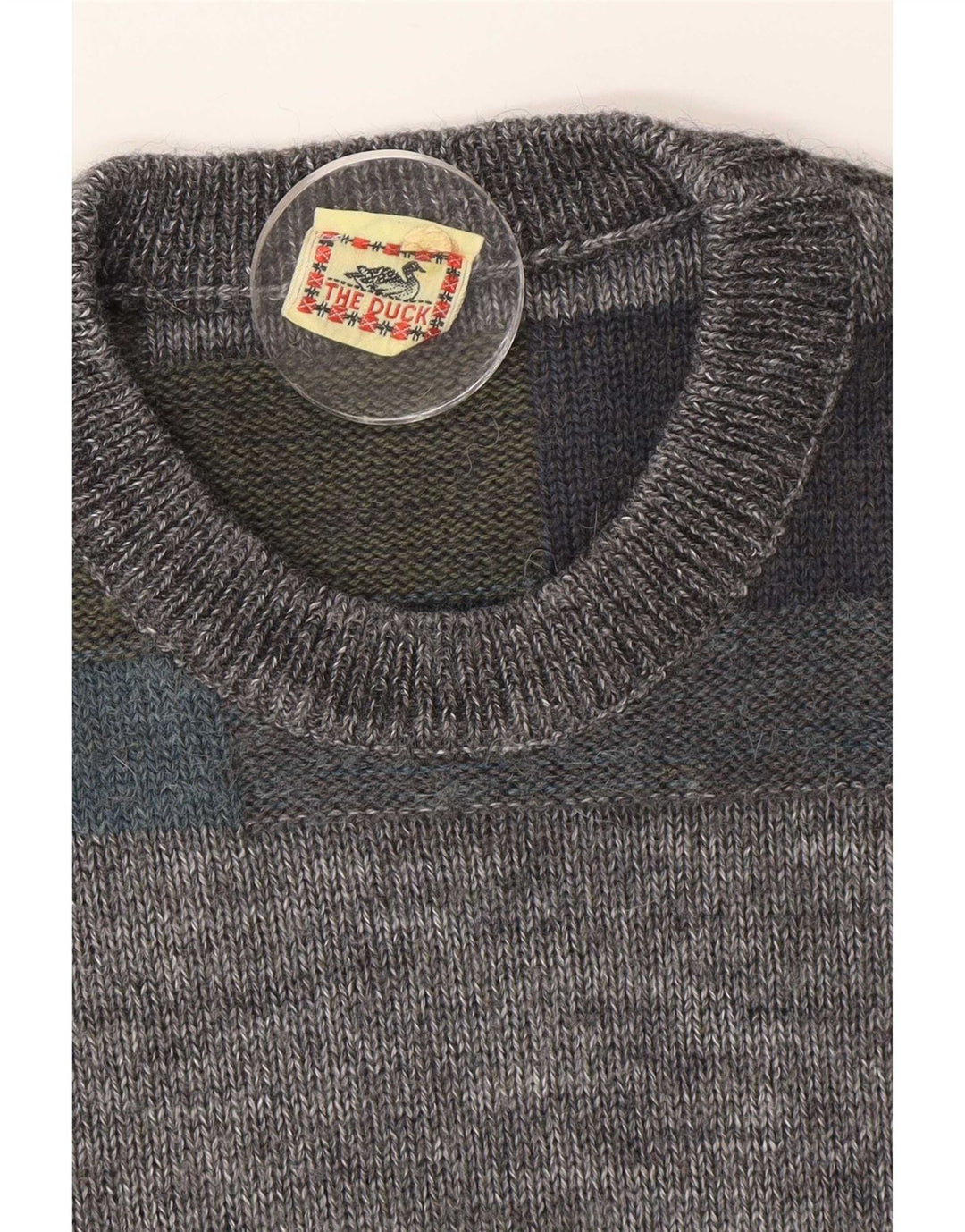 Vintage Herre rund hals sweater IT 46 Lille flerfarvet Colourblock