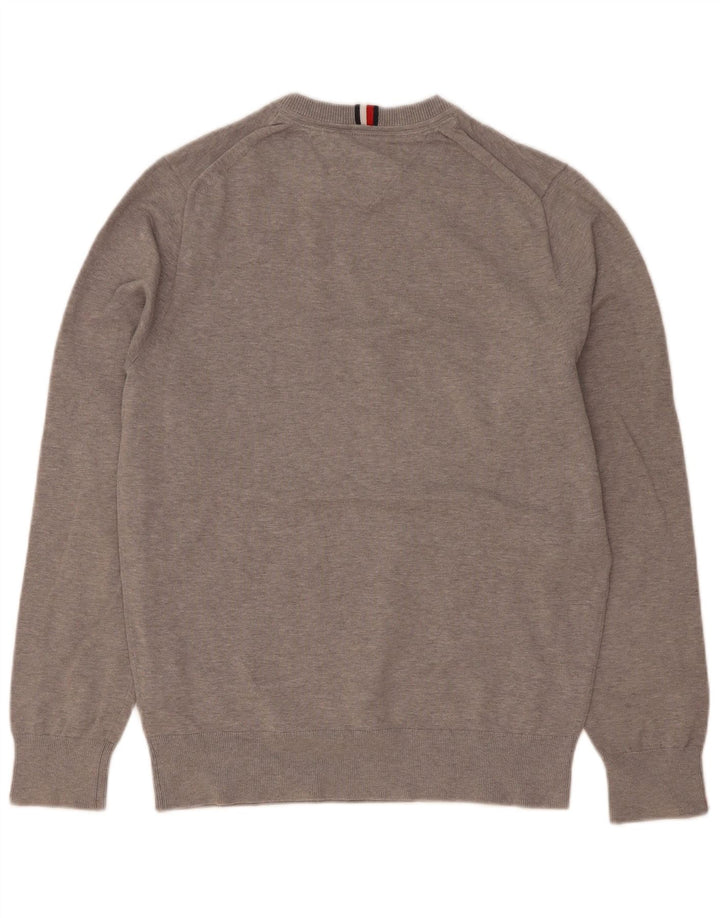 Tommy Hilfiger Herre sweater med rund hals, lille grå bomuld