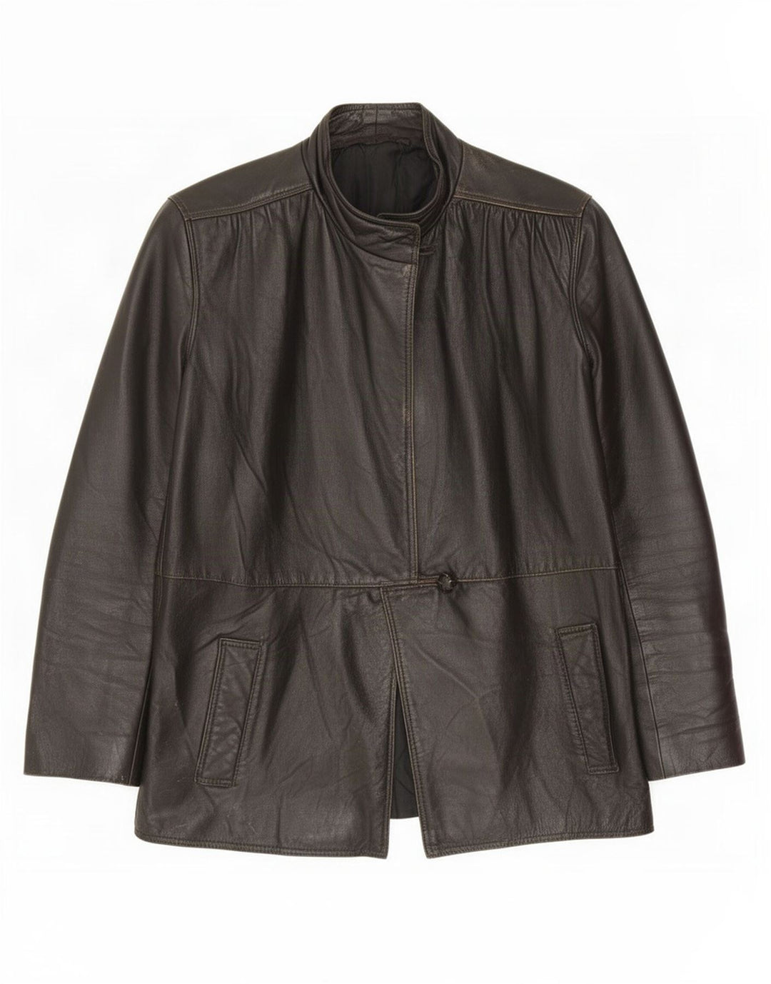 Vintage dame 3/4 ærmet læderjakke IT 42 Medium Brun