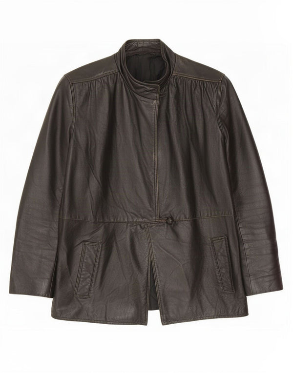 Vintage dame 3/4 ærmet læderjakke IT 42 Medium Brun