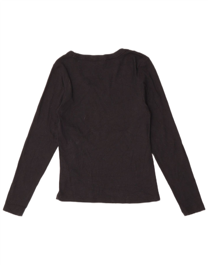Marks & Spencer Dame Top Langærmet UK 12 Medium Sort Bomuld