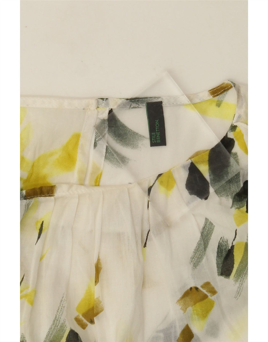 BENETTON Dame bluse Top UK 12 Medium White Floral
