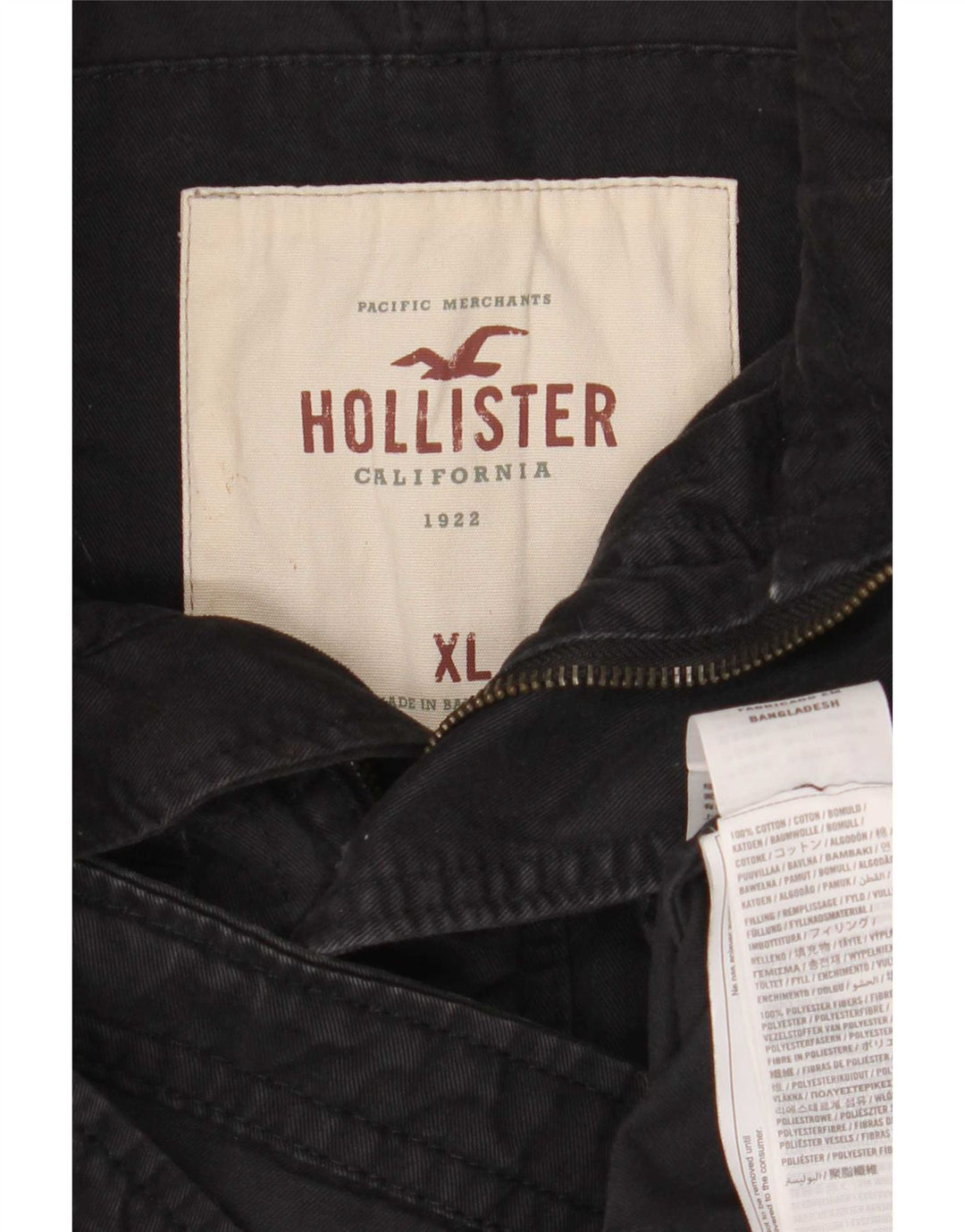 Hollister Herre Utility Jacket UK 42 XL Sort bomuld