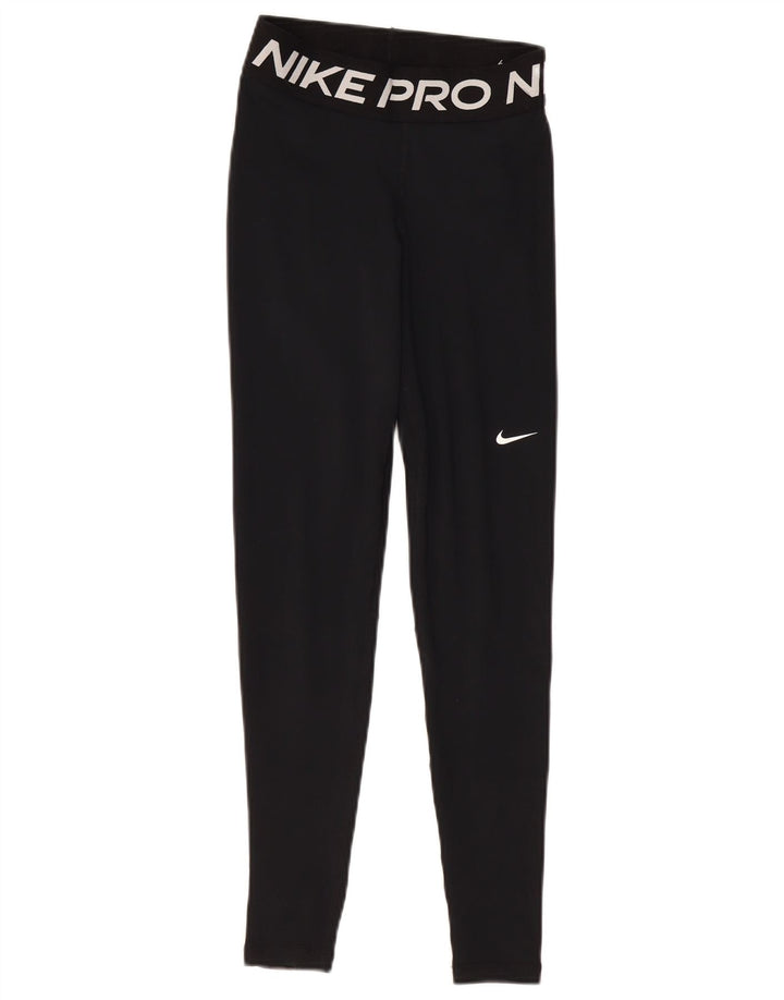 NIKE Dri Fit grafiske leggings til kvinder UK 4 XS sort polyester
